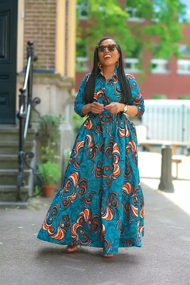 Nylah Blue and Orange Dress