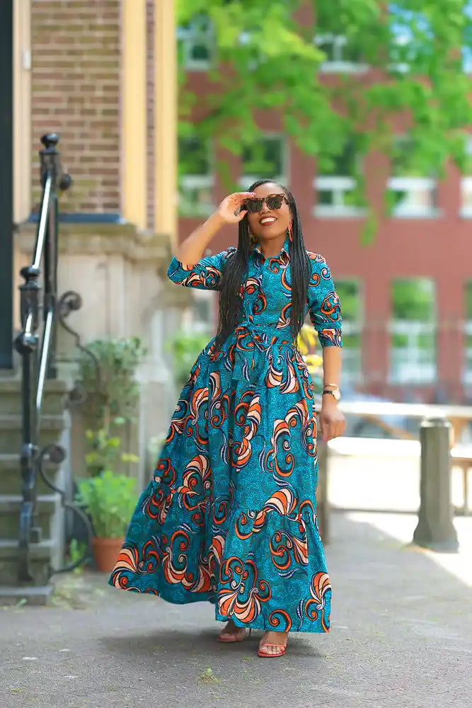 Nylah Blue and Orange Dress