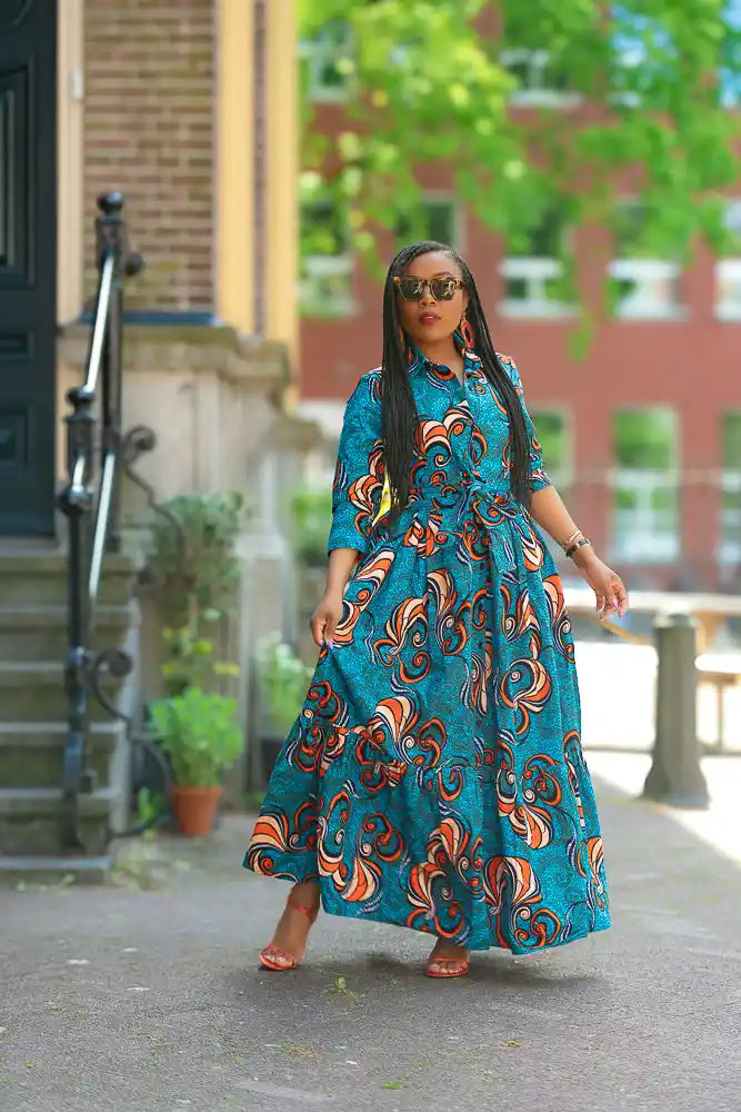 Nylah Blue and Orange Dress