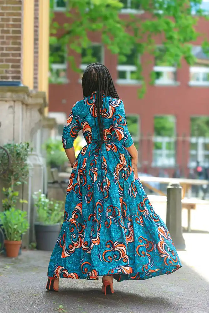 Nylah Blue and Orange Dress