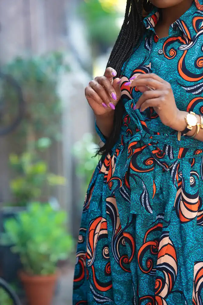 Nylah Blue and Orange Dress