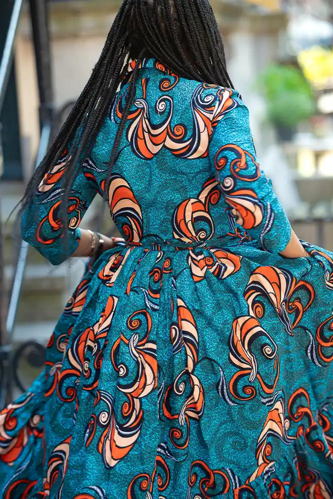 Nylah Blue and Orange Dress