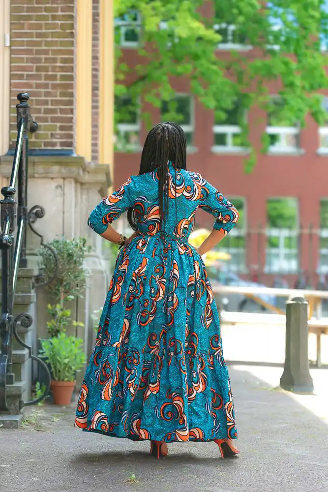 Nylah Blue and Orange Dress