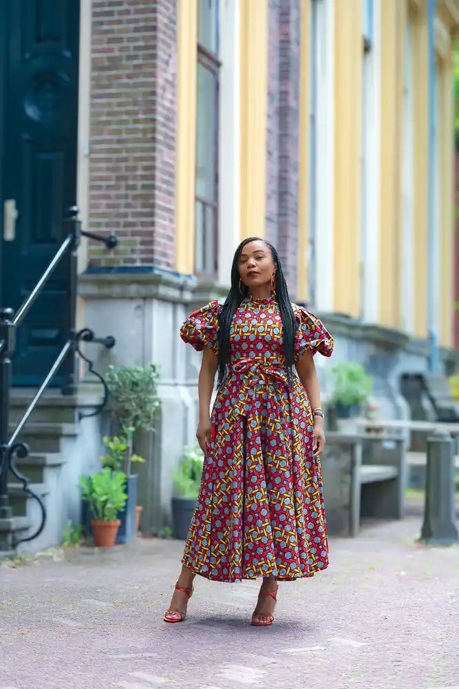 Olori Woven Print Maxi Dress