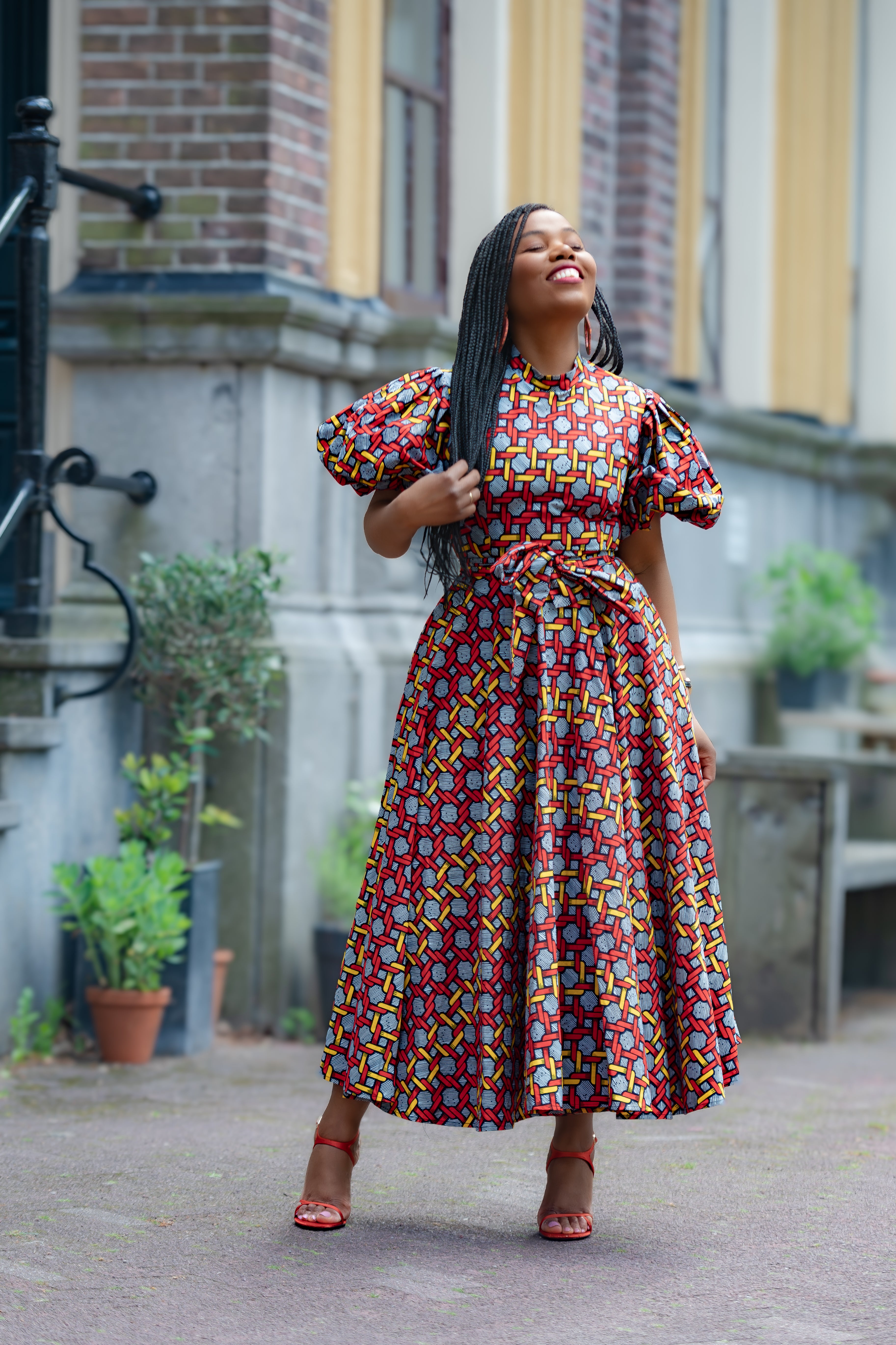 Olori Woven African print Ankara Maxi Women's dress 