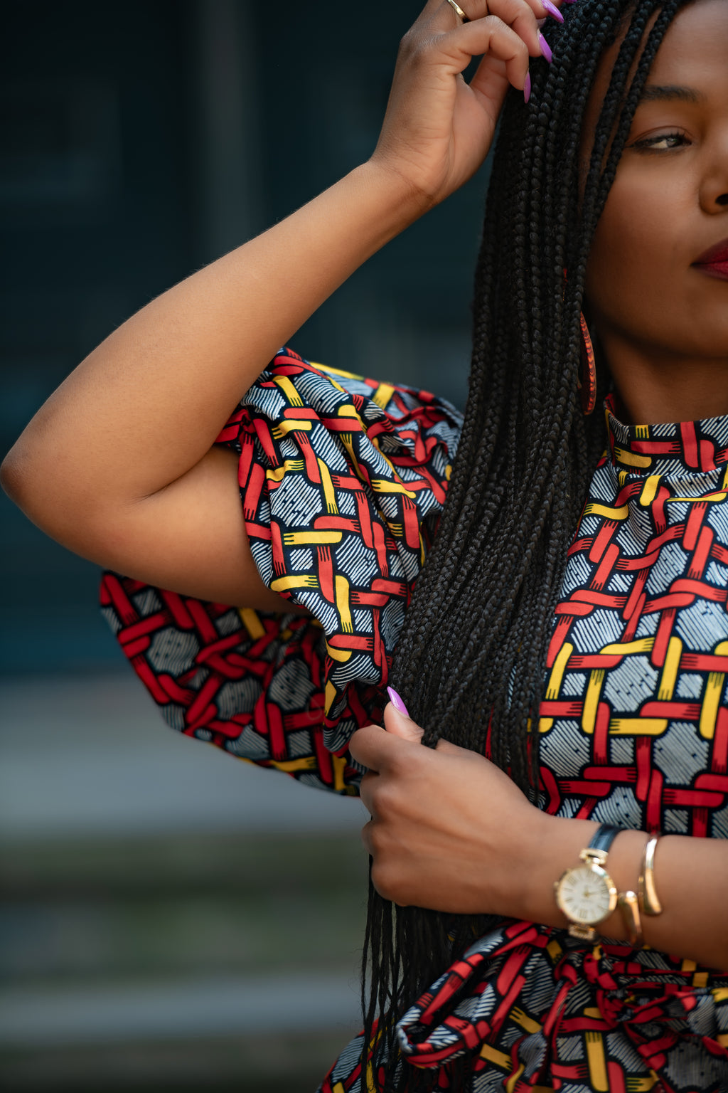 Olori Woven African print Ankara Maxi Women's dress 