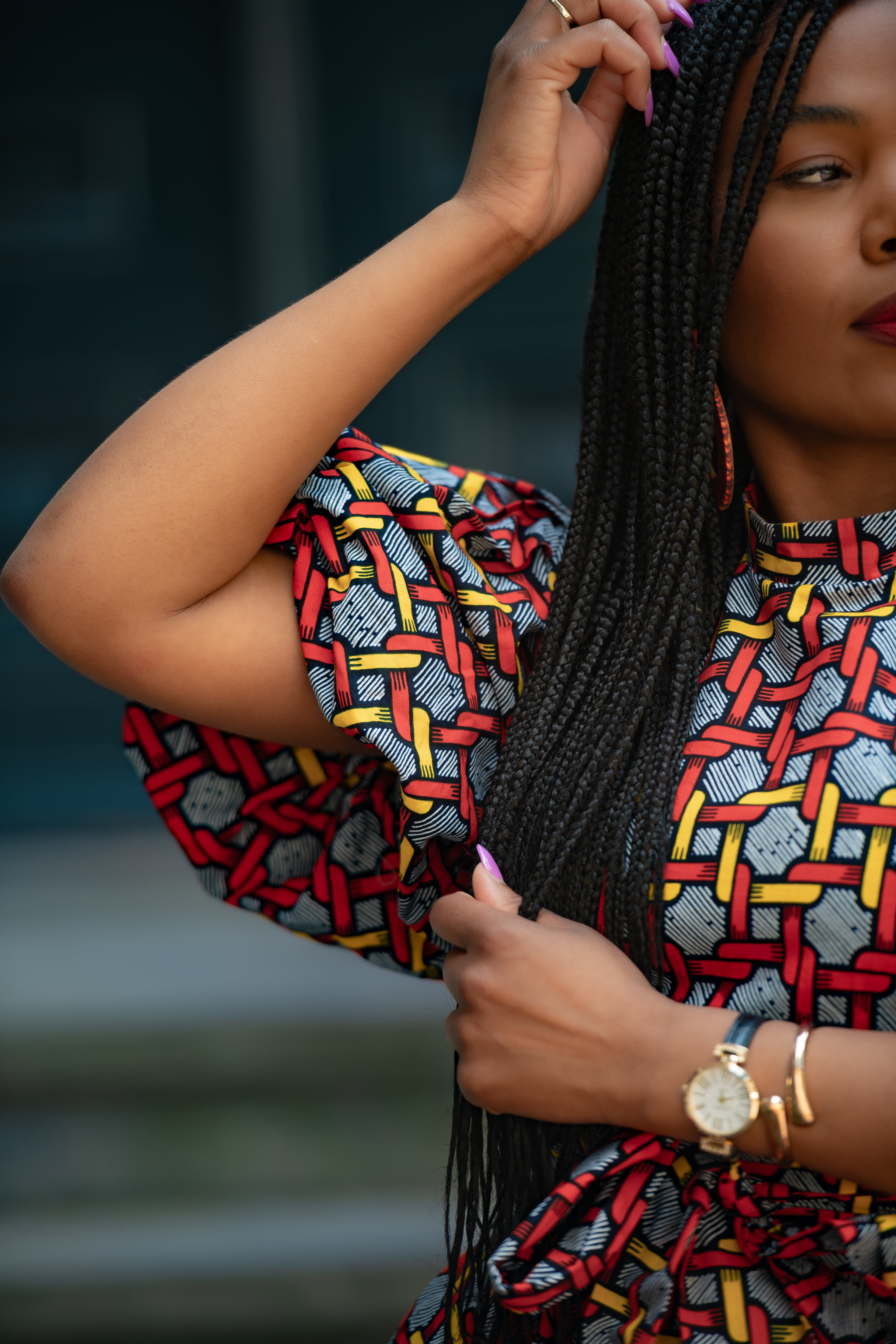 Olori Woven African print Ankara Maxi Women's dress 