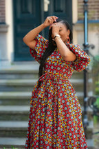 Belted Ankara Maxi multicolored Dress