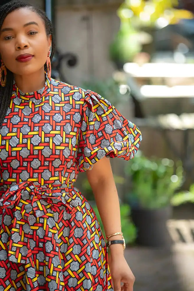 Olori Woven Print Maxi Dress