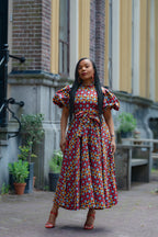 Olori Woven African print Ankara Maxi Women's dress 