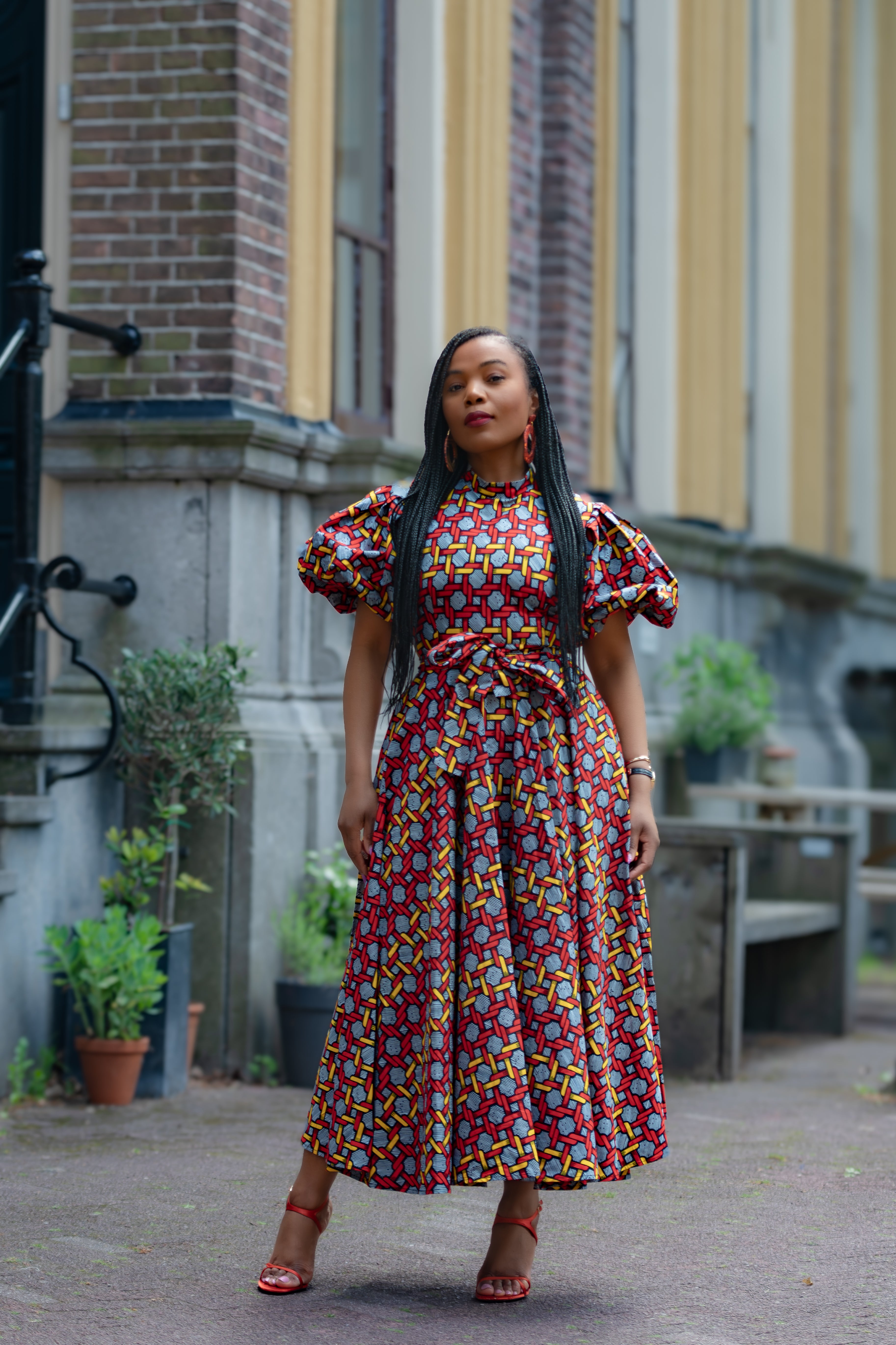 Olori Woven African print Ankara Maxi Women's dress 