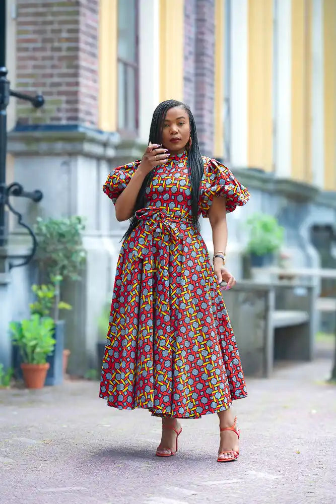 Olori Woven Print Maxi Dress