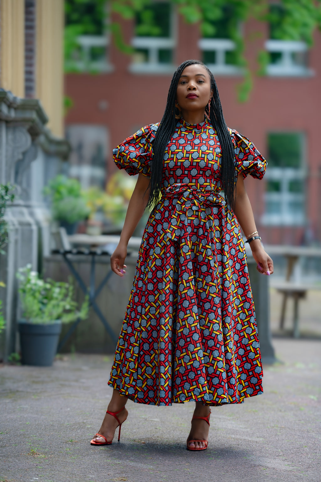 Olori Woven African print Ankara Maxi Women's dress 