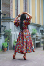 Back detail Olori Woven African print Ankara Maxi Women's dress 