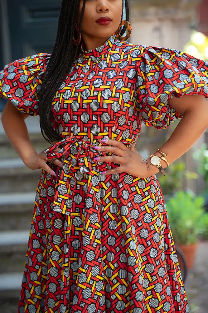 Olori Woven Print Maxi Dress