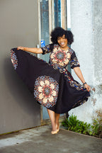 Oluchi Black And Red Floral Midi Dress Dresses