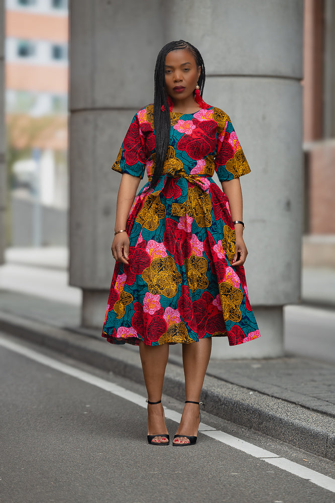  Women’s African print Ankara midi dress for Wedding and celebrations