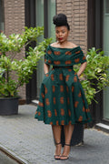 Oyin Green And Brown Midi Dress. Dresses