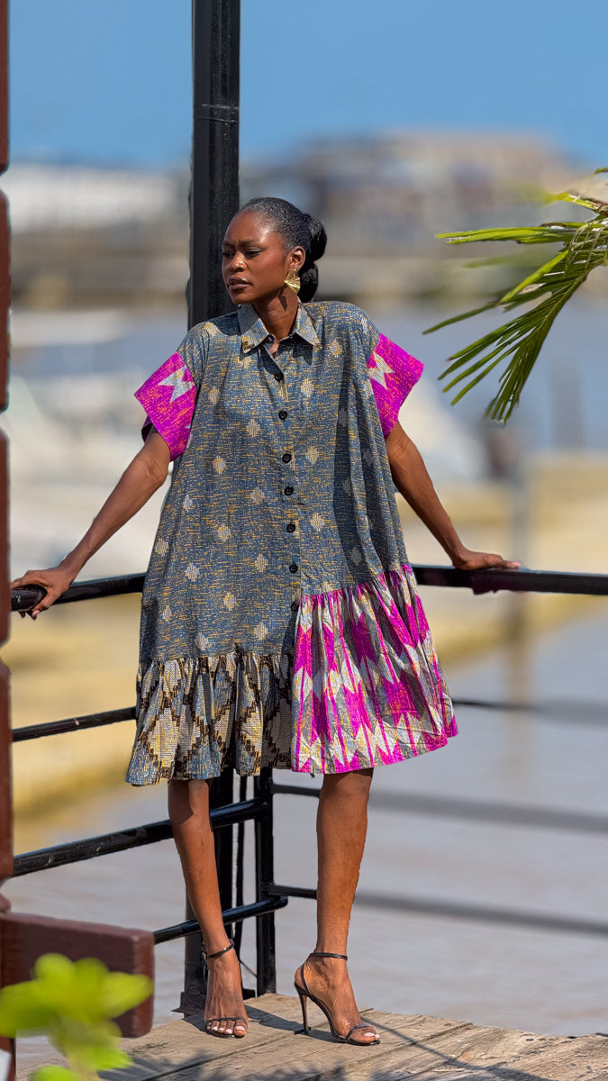 Tolulope Ankara Chic Shirt Dress