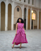 Rosalia Pink Swirl Ankara Hi-Low Midi Dress – African print Ankara dress by Heritage Clothings – view 6