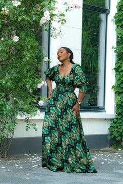 Titilayo Green and Gold Midaxi Dress