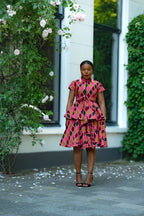 Pink African print Cotton Flare Skirt with matching Top by Heritage Clothings