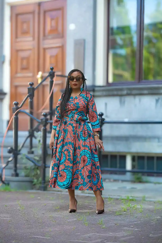 Yaya Coral African Print Dress