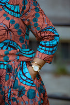 Sleeve Detail Yaya coral African print Ankara Midi Women's Clothing