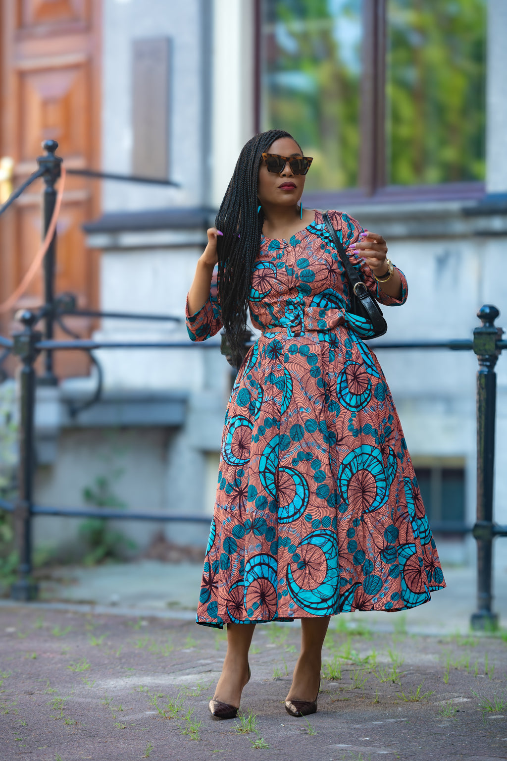 Yaya coral African print Ankara Midi Women's Clothing