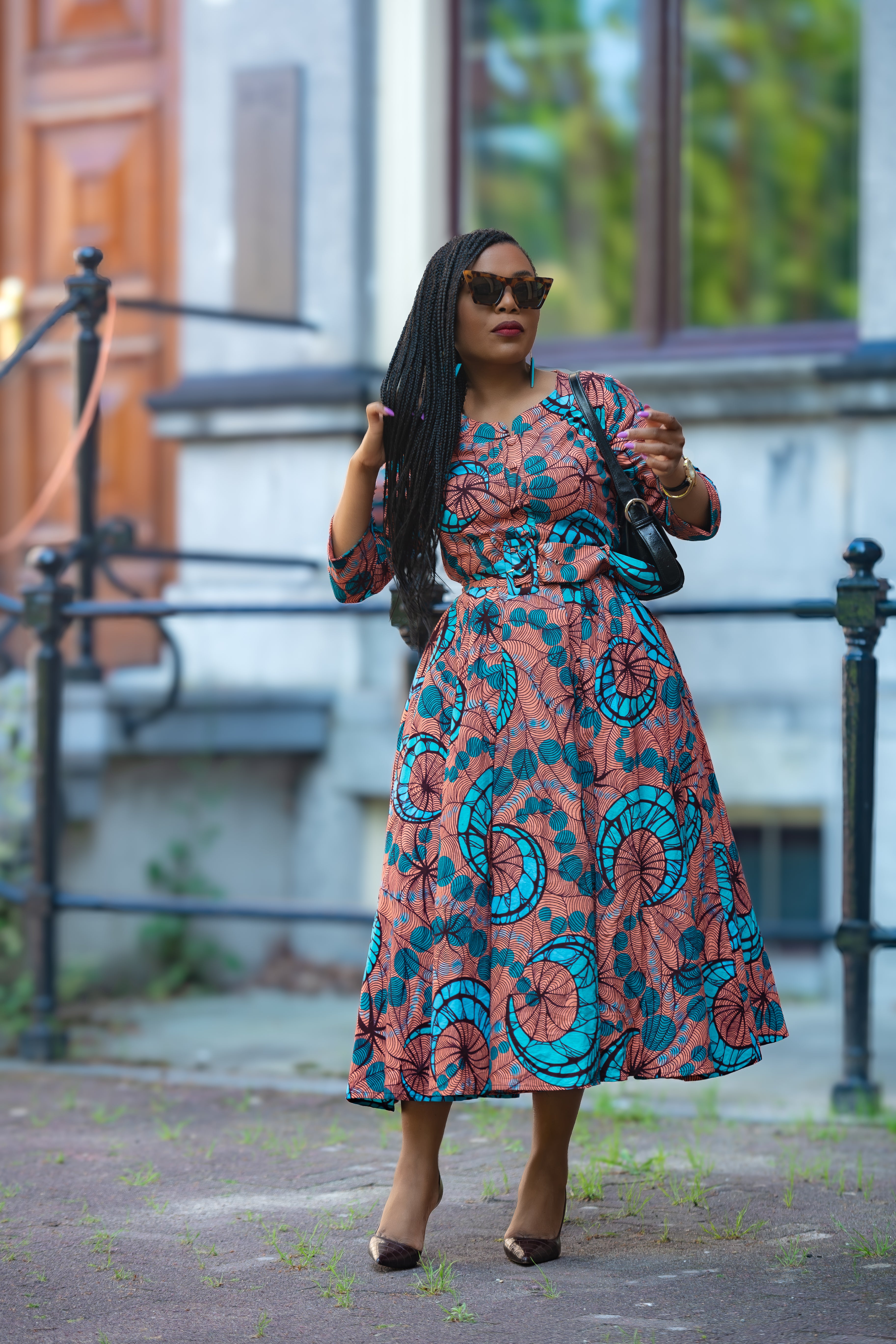 Yaya coral African print Ankara Midi Women's Clothing