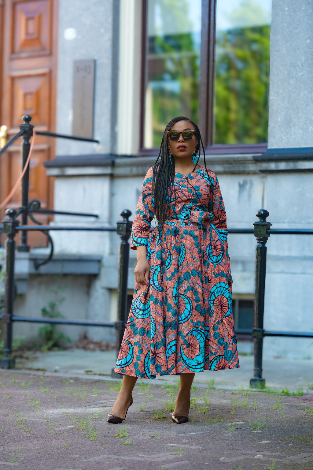 Yaya coral African print Ankara Midi Women's Clothing