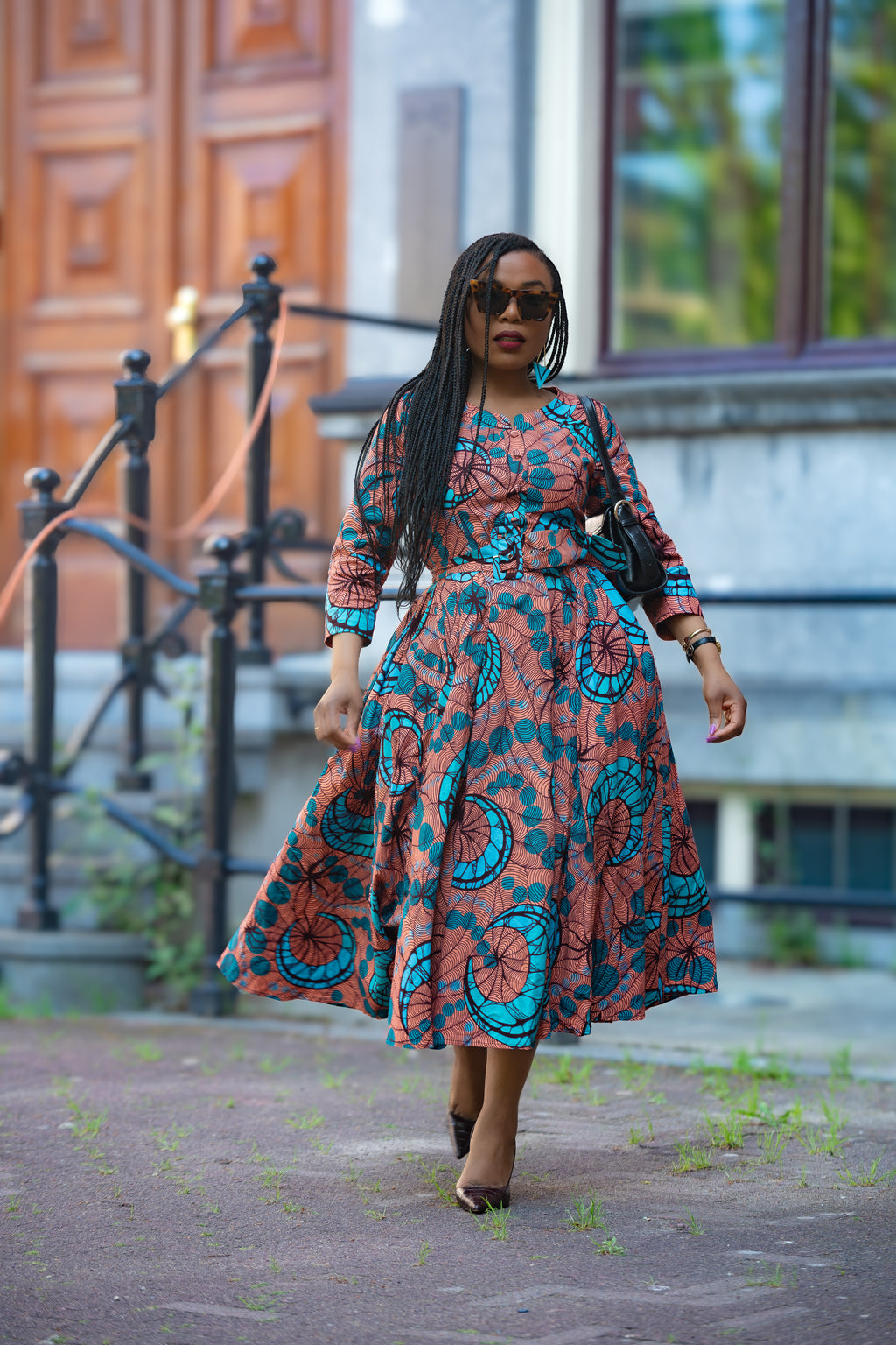 Yaya coral African print Ankara Midi Women's Clothing