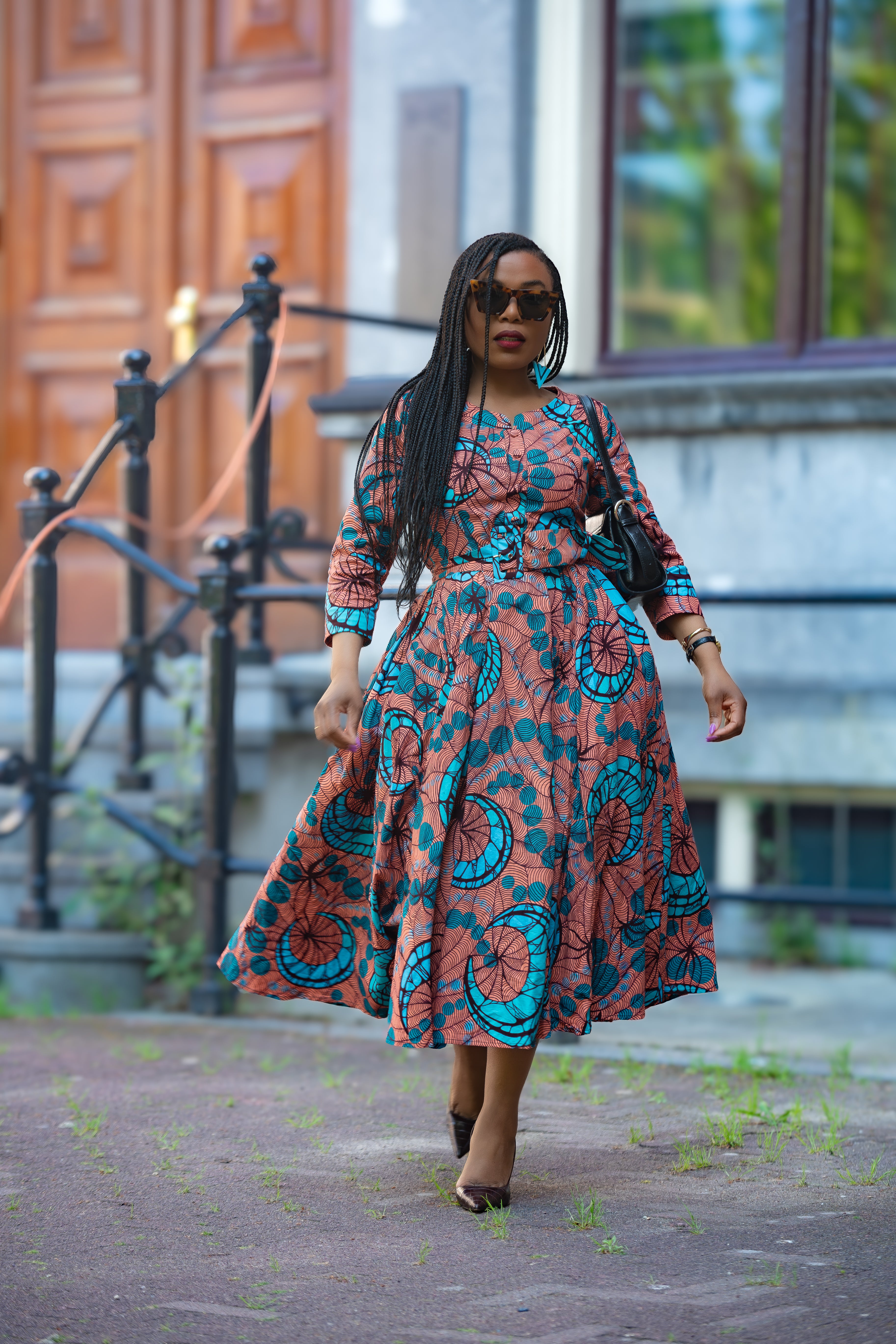 Yaya coral African print Ankara Midi Women's Clothing