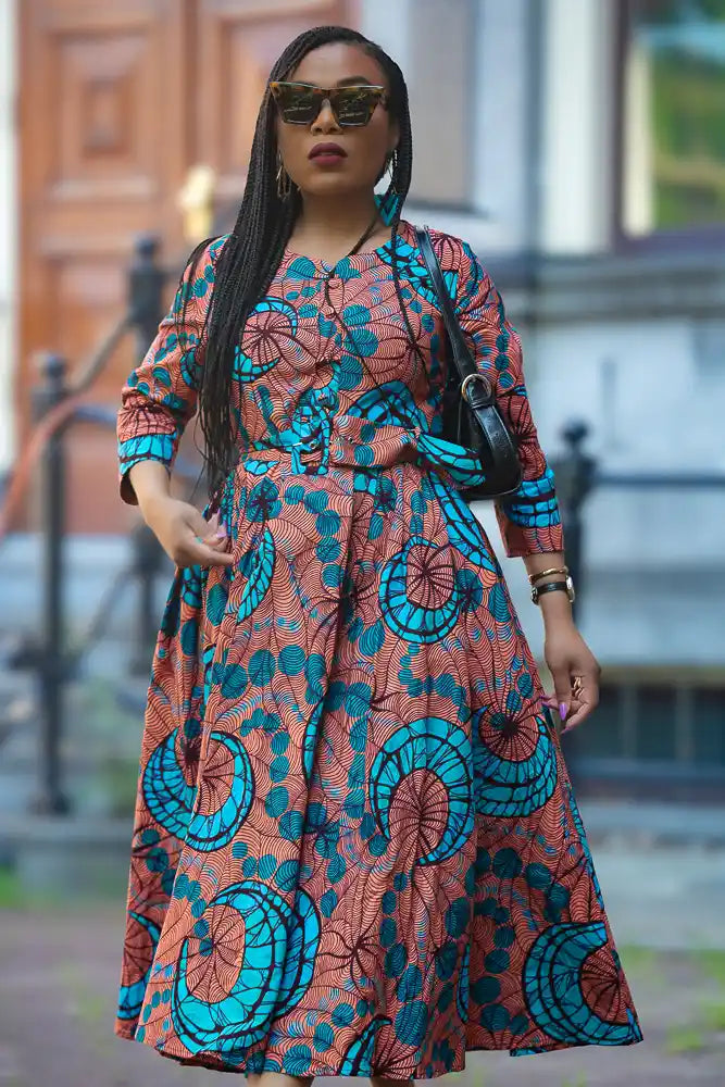 Front view Ankara maxi women’s dress