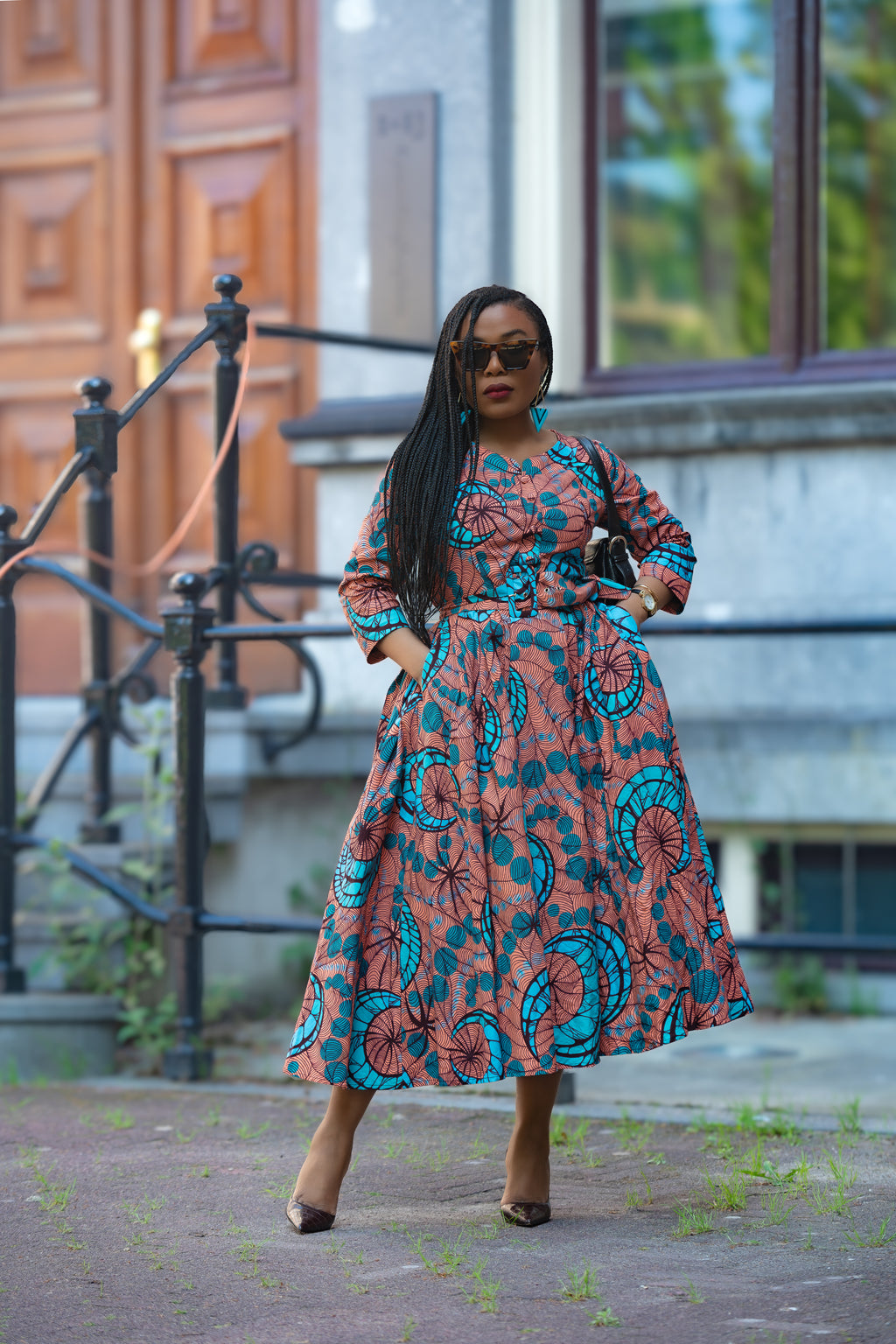 Yaya coral African print Ankara Midi Women's Clothing