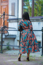 Back detail of Yaya coral African print Ankara Midi Women's Clothing