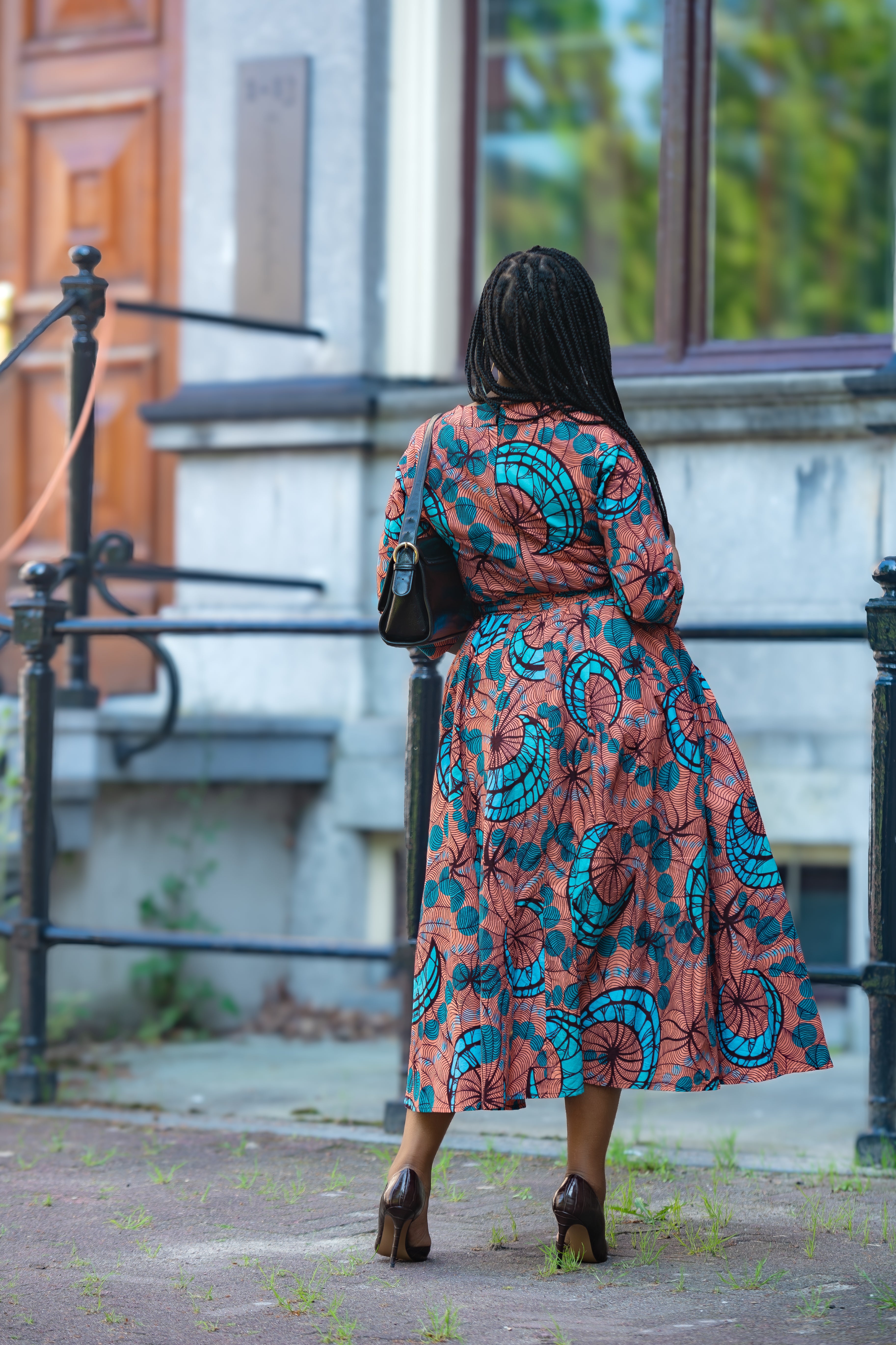 Back detail of Yaya coral African print Ankara Midi Women's Clothing