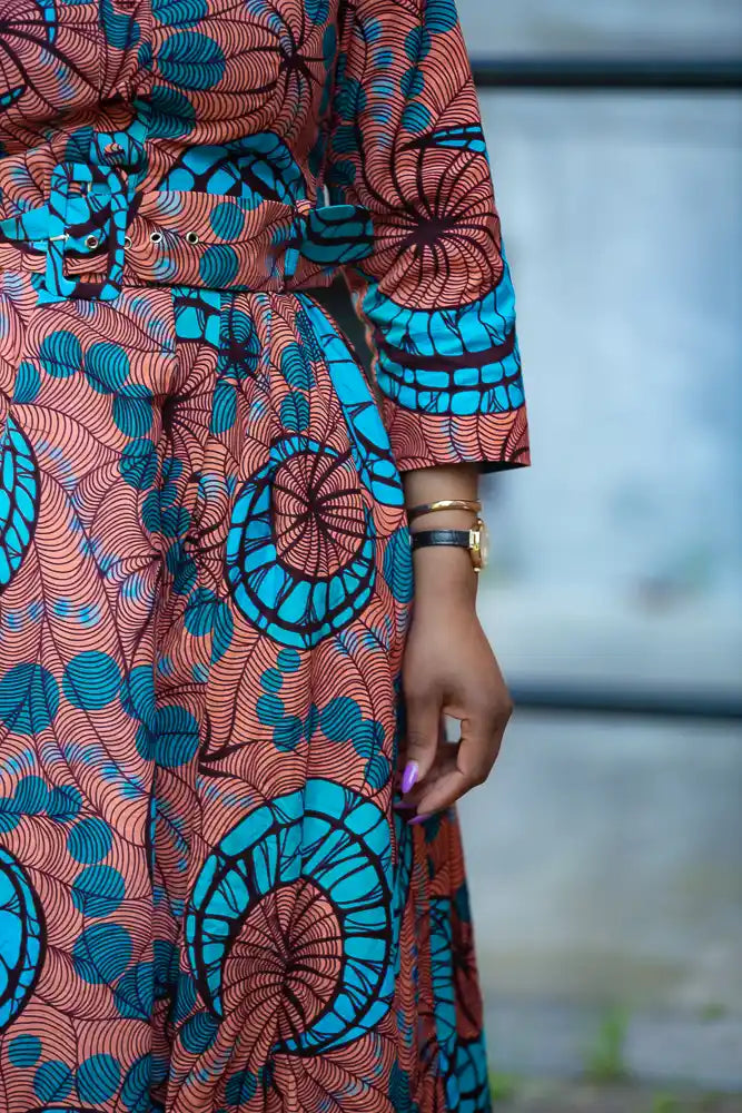 Belted Ankara African print Maxi dress 