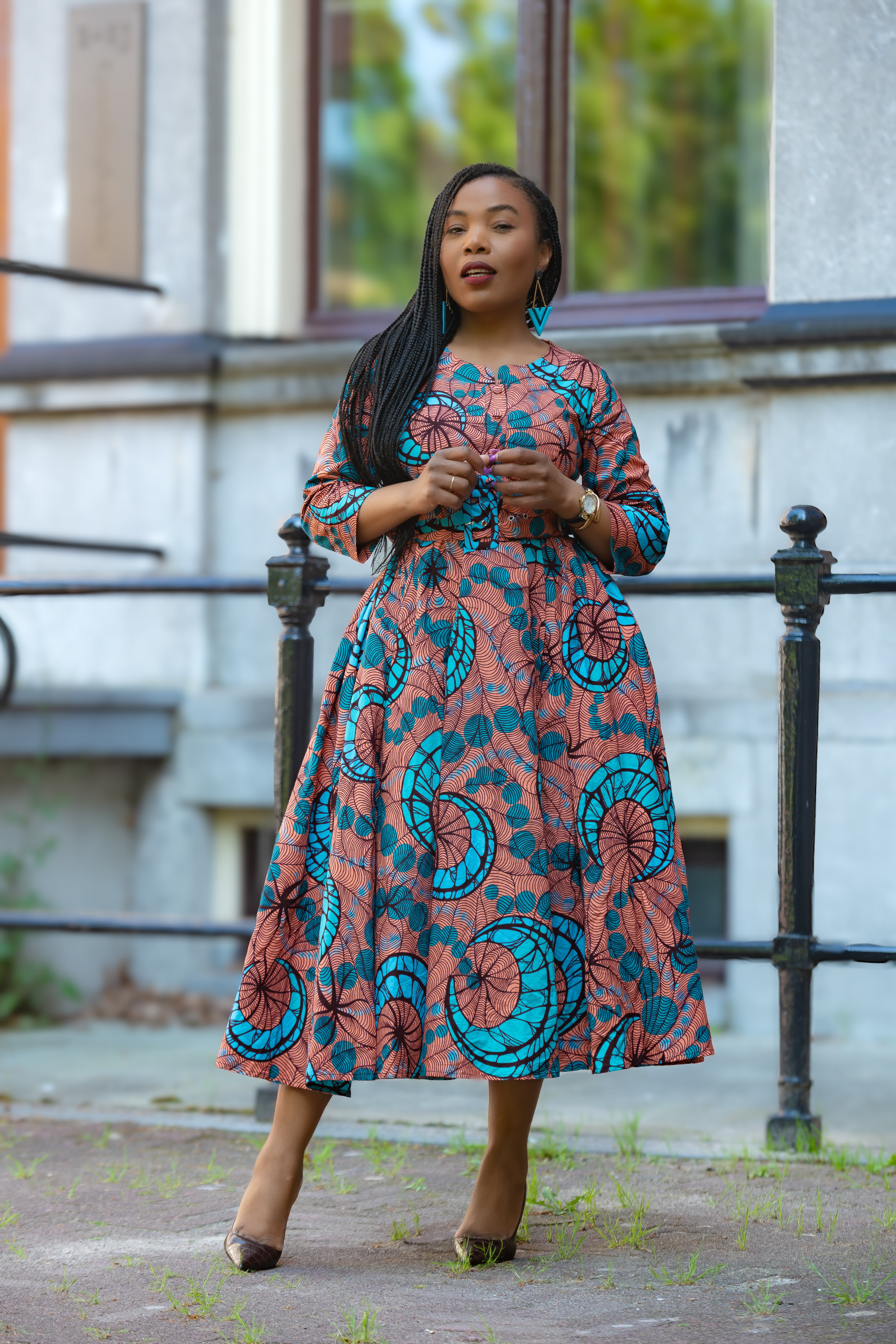 Yaya coral African print Ankara Midi Women's Clothing