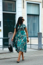 Zafira Teal African Print Dress