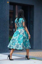 Back view of a women's Fashion  African print Dress