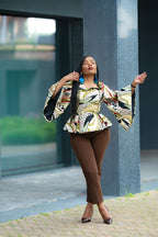 Flare sleeve detail on Ankara Women's Top