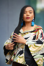 African print Ankara peplum floral gold Women's Top