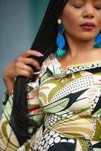 Close view African print Ankara peplum floral gold Women's Top