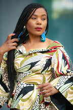 African print Ankara peplum floral gold Women's Top