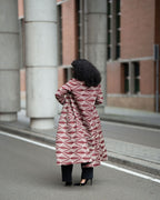 Back profile of Burgundy African print Duster Jacket
