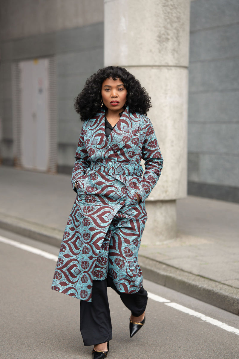 Zola Teal and Burgundy Duster Jacket