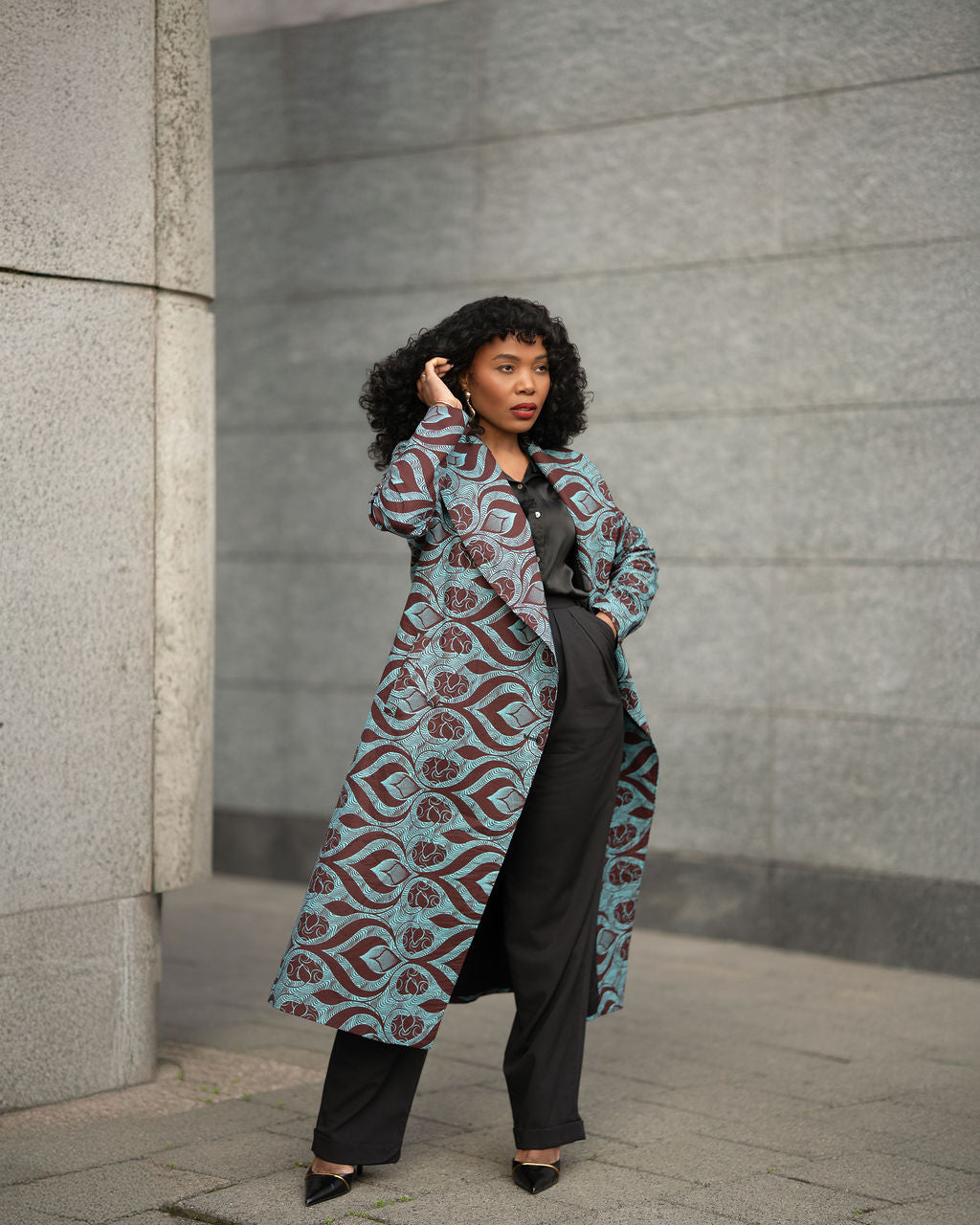 Zola Teal and Burgundy Duster Jacket