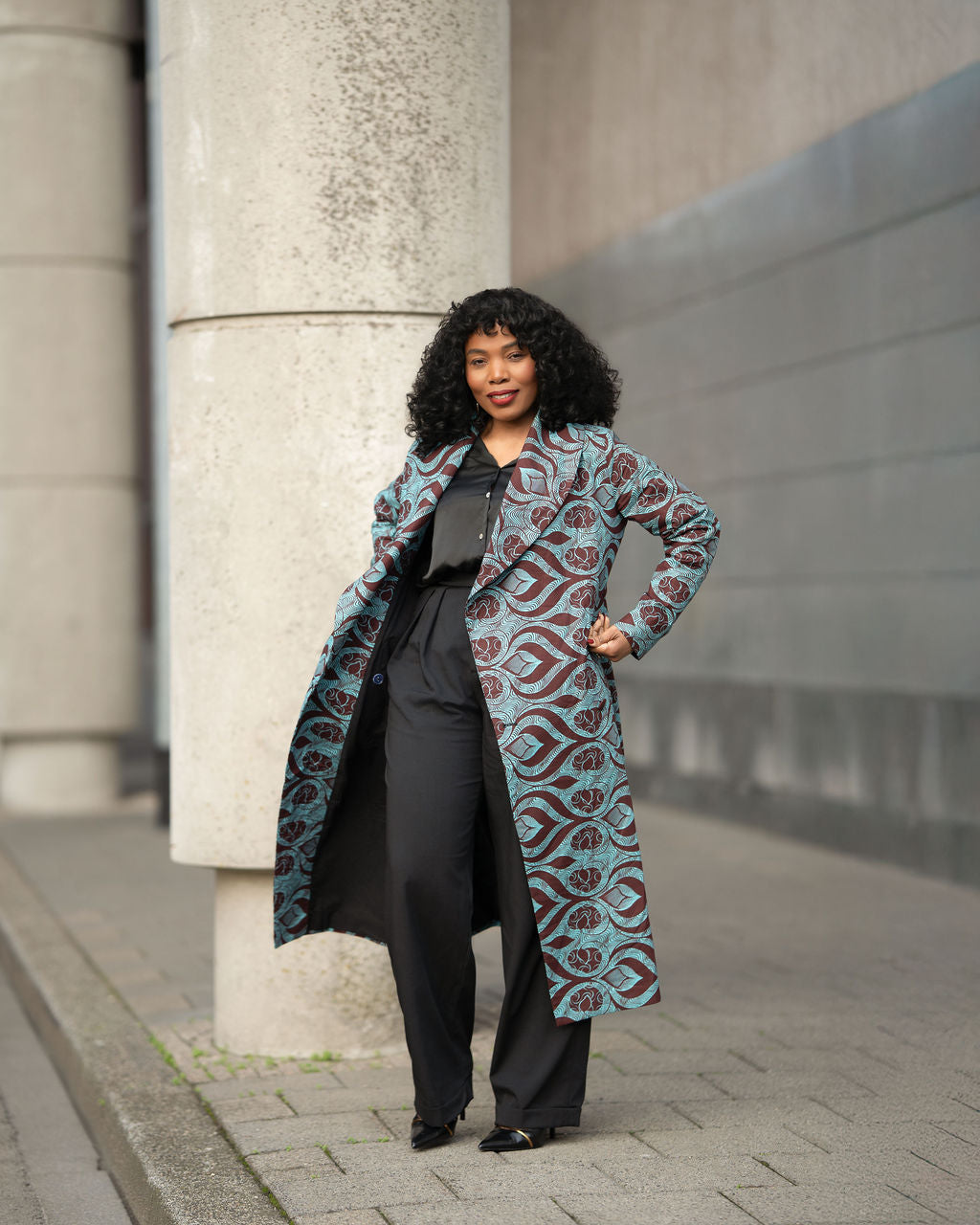 Zola Teal and Burgundy Duster Jacket