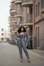 Zora Teal and Burgundy Trouser